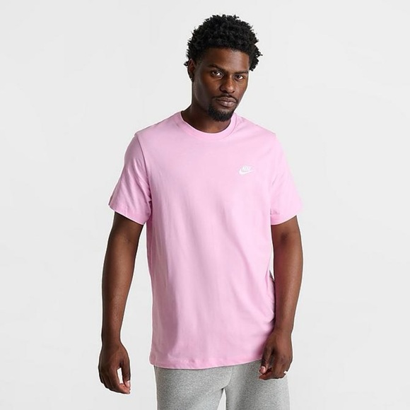 NEW NIKE SPORTSWEAR CLUB T-SHIRT - Pink with embroidered Swoosh logo - Picture 4 of 9